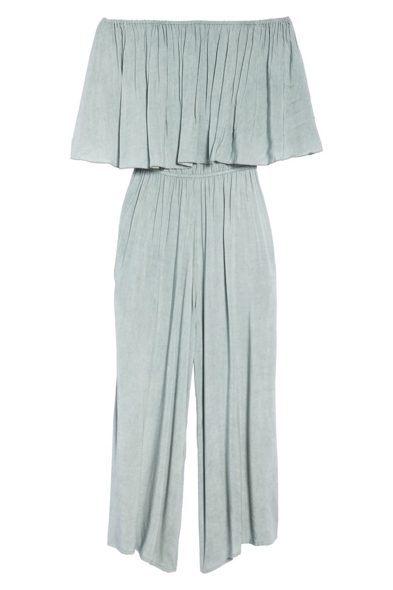 Off the Shoulder Cover-Up Jumpsuit, Alternate, color, SEAFOAM