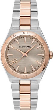 FERRAGAMO Vega Upper East Two-Tone Bracelet Watch, 28mm