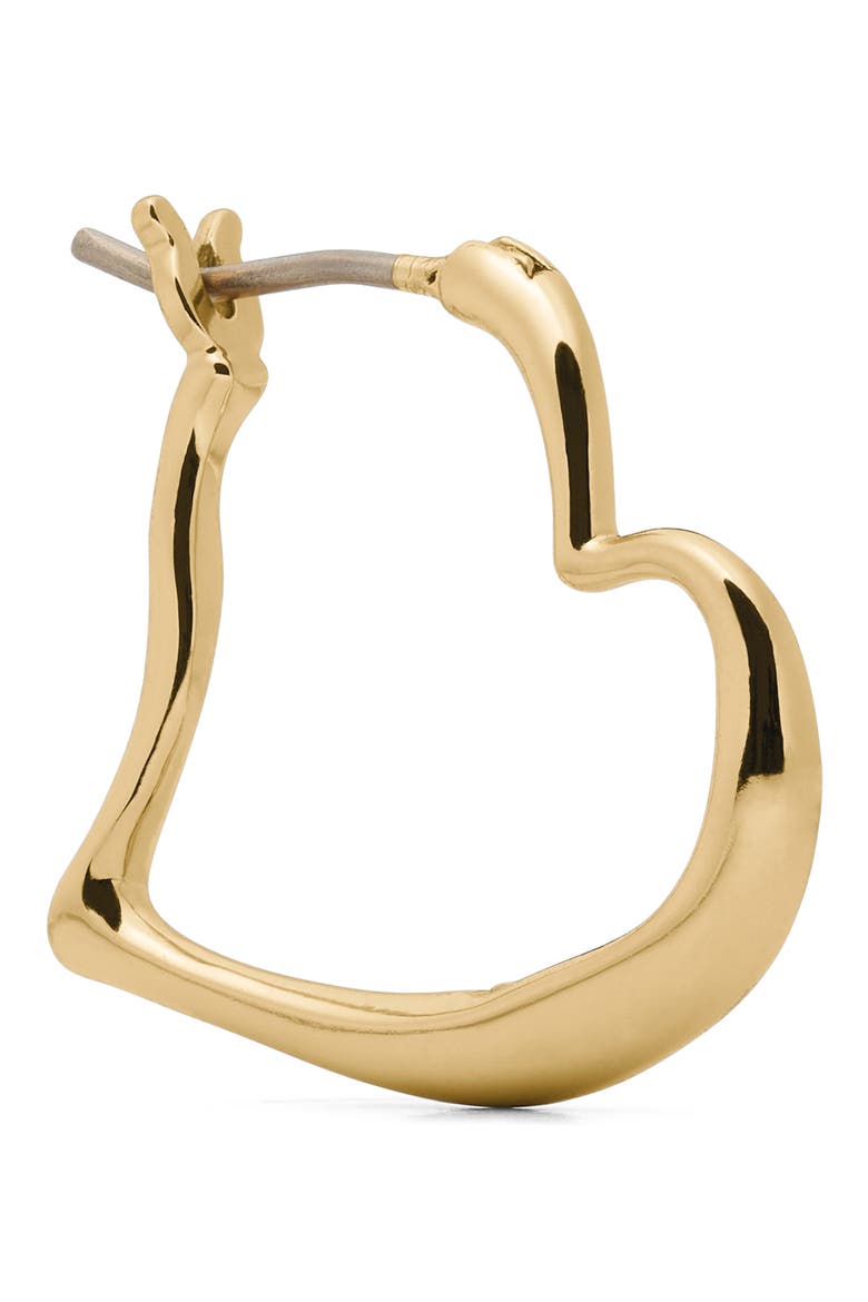 heart huggie hoop earrings, Alternate, color, GOLD
