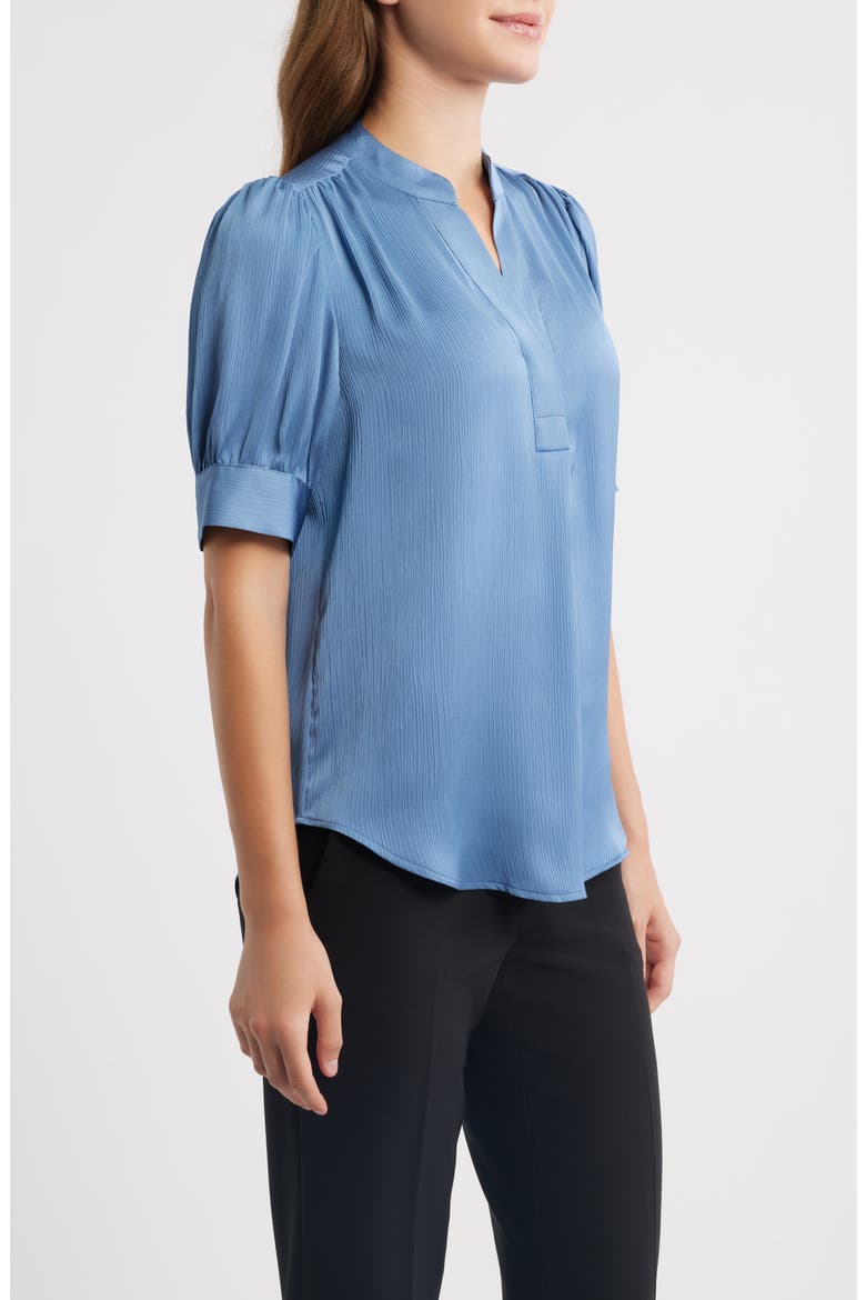 Puff Sleeve Hidden Button Top, Alternate, color, DUTCH BLUE