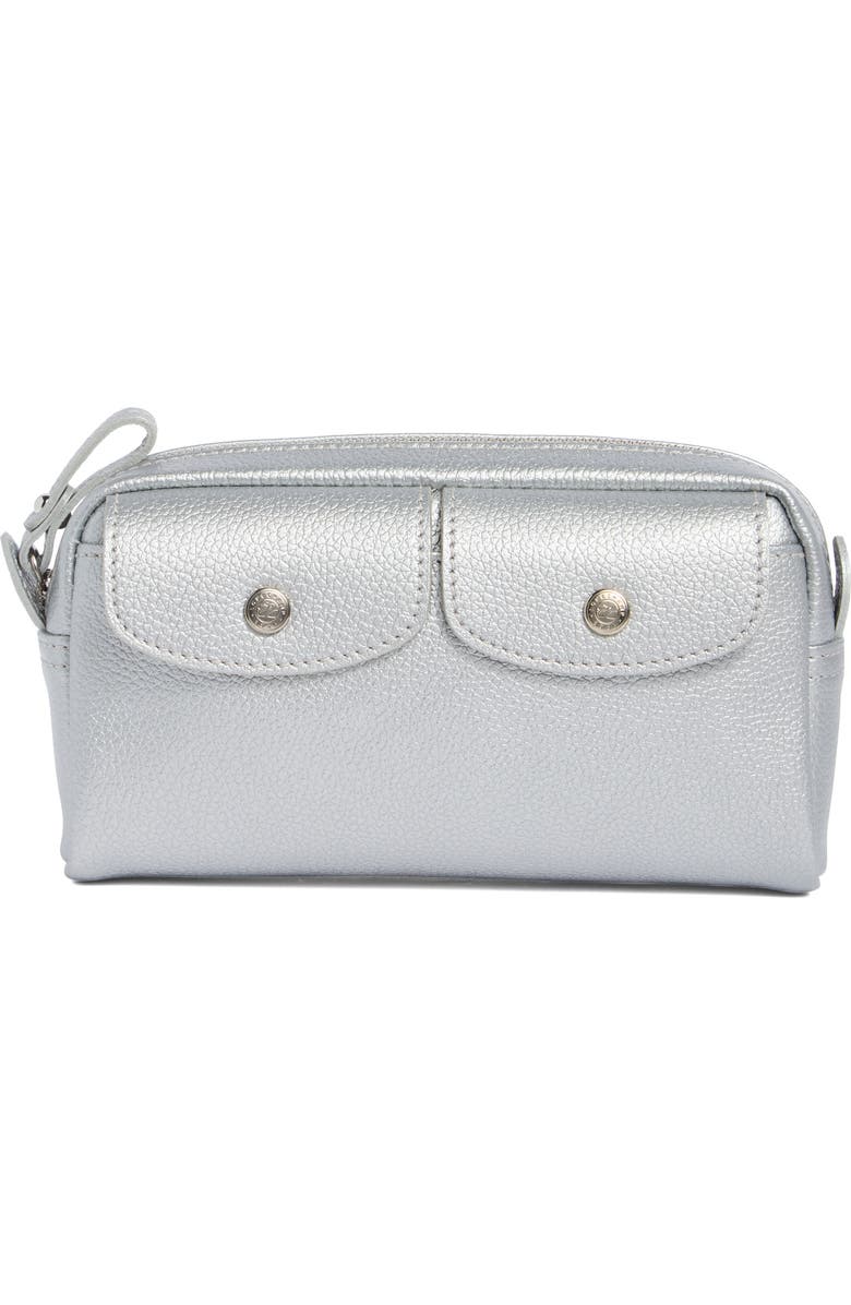 Longchamp Wide Cosmetic Case, Main, color, Silver