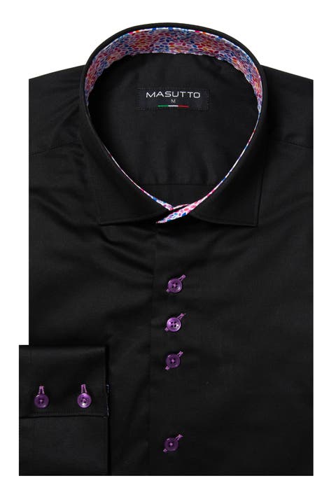 Lian Solid 3 Button-Up Long Sleeve Shirt