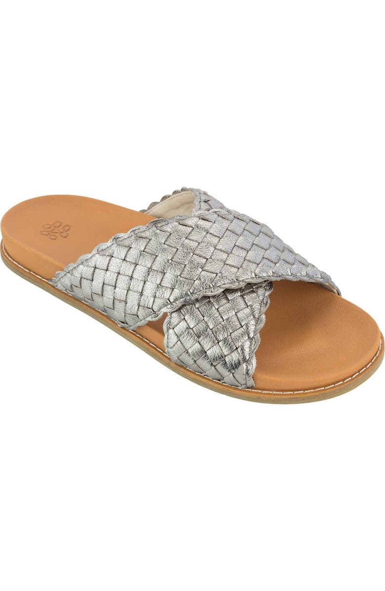 The Sak Penelope Leather Woven Slip On Sandal, Alternate, color, Pyrite Woven
