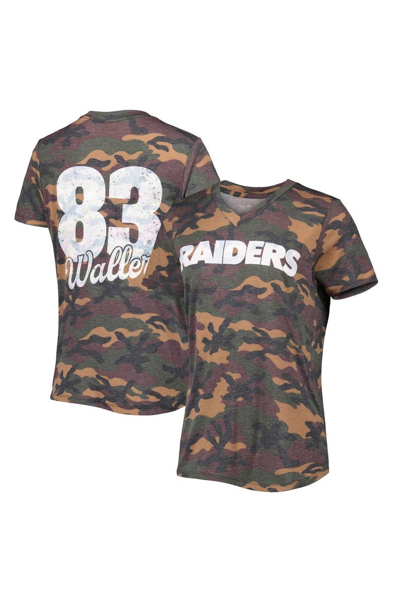 INDUSTRY RAG Women's Majestic Threads Darren Waller Camo Las Vegas Raiders Name & Number V-Neck Tri-Blend T-Shirt, Main, color, Camo
