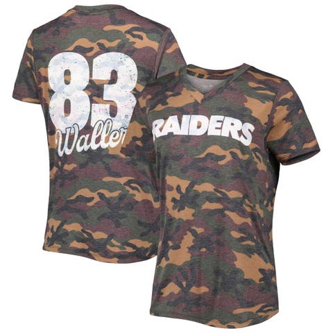 Women's Majestic Threads Darren Waller Camo Las Vegas Raiders Name & Number V-Neck Tri-Blend T-Shirt