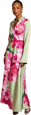 Coast Petite Placement Print Wrap Front Gown