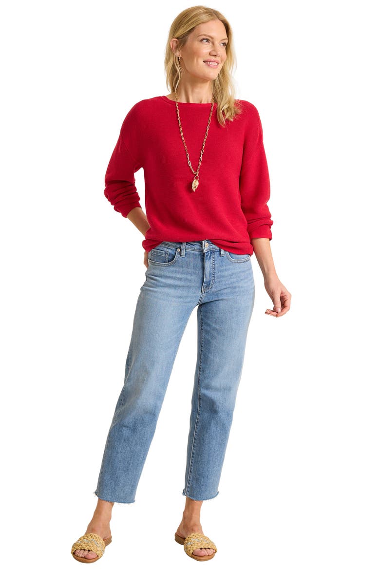 Crystal Sands Sequin Relaxed Fit Cotton Blend Sweater, Alternate, color, TANGO RED