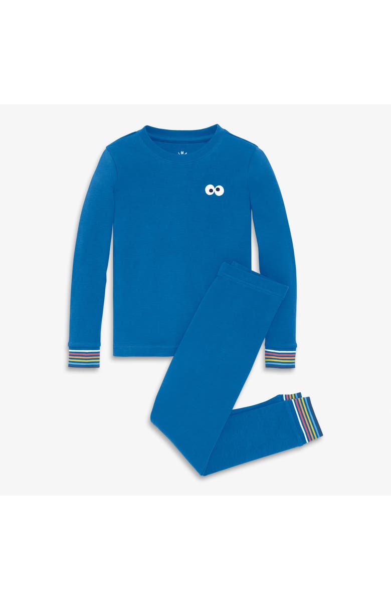 Primary Kids Organic Sesame Street Embroidered PJ Set, Main, color, Blueberry