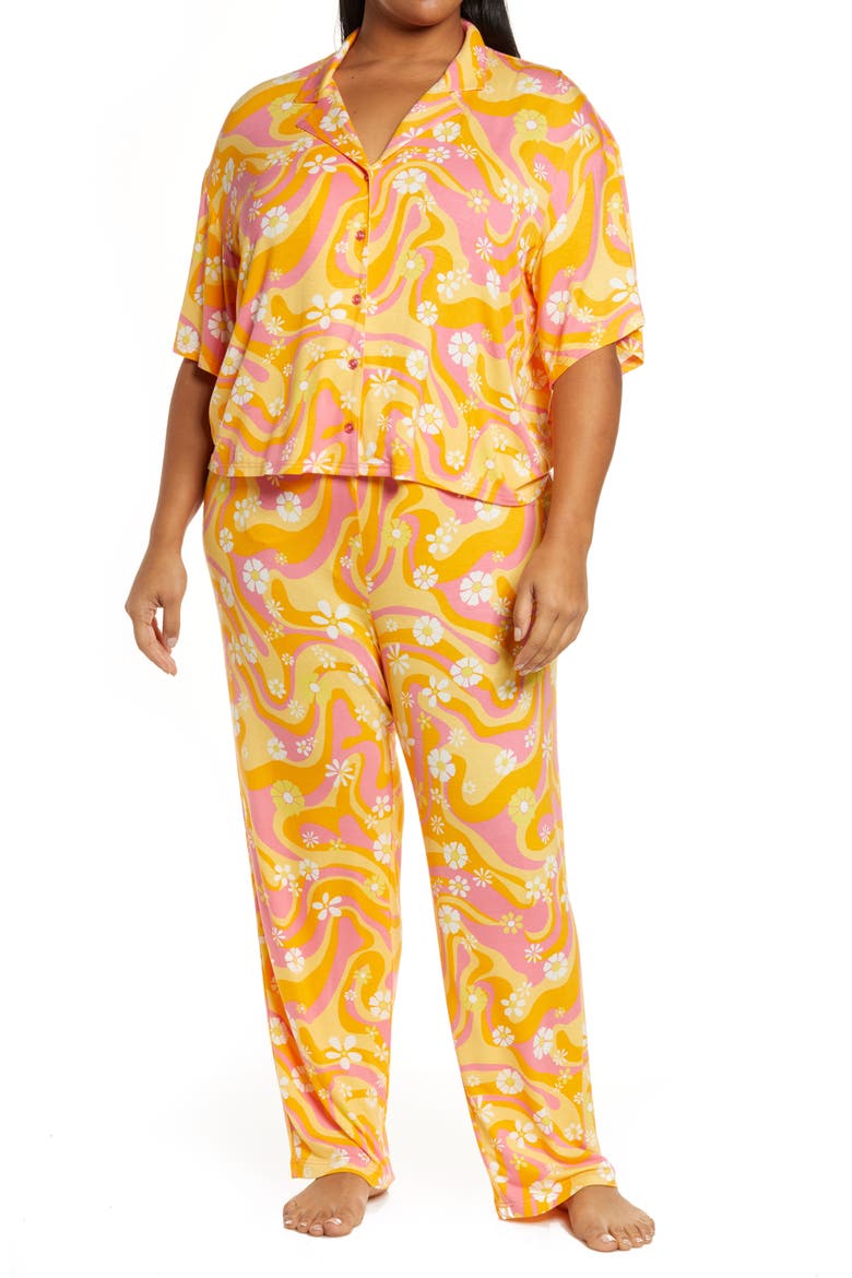Sleepy Head Pajamas, Main, color, PINK BUBBLEGUM GROOVY FLORAL