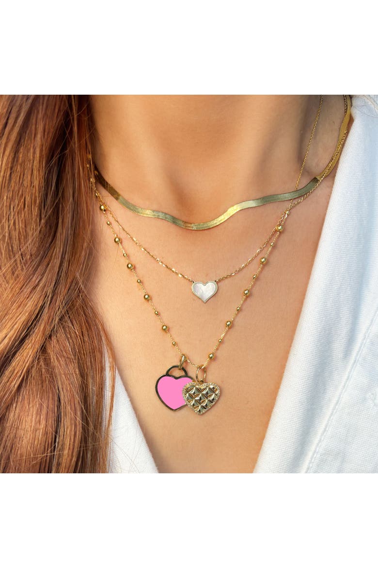 Bubblegum Pink Heart Padlock Charm, Alternate, color, Bubblegum Pink