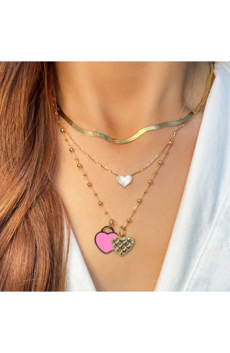 The Lovery Fine Jewelry Bubblegum Pink Heart Padlock Charm, Alternate, color, Bubblegum Pink