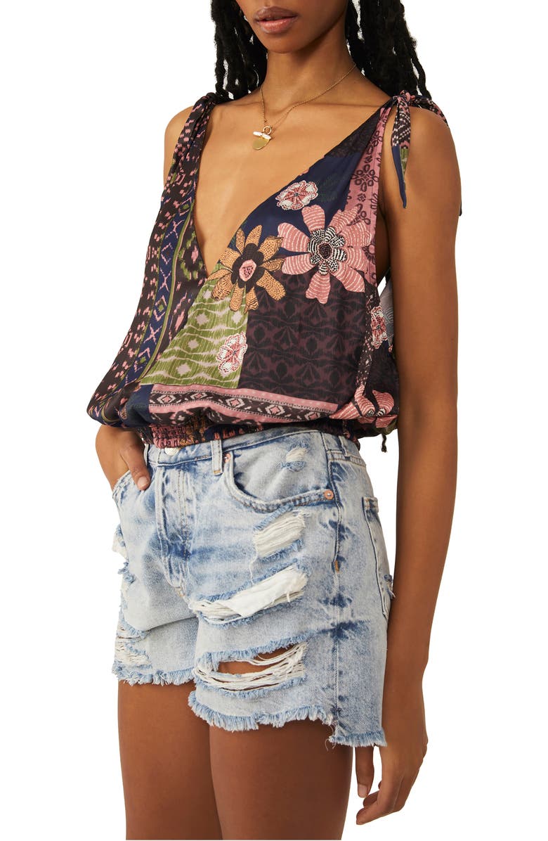 Free People Tied to You Print Surplice Tank, Alternate, color,