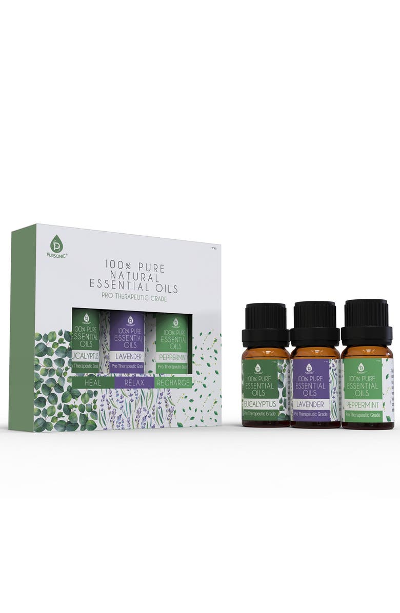 PURSONIC 3 pack of 100% Pure Essential Oils, Alternate, color, Multicolor