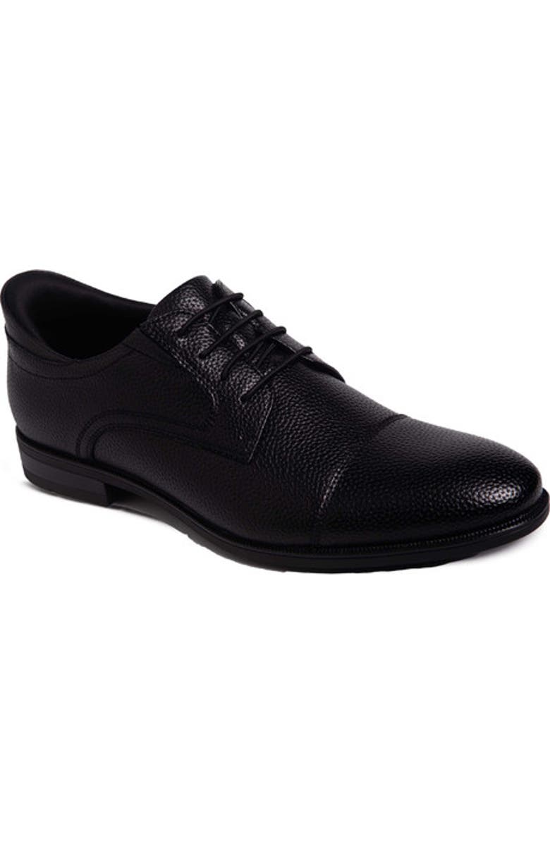 Marc Joseph New York Baker Street Hands Free Technology Leather Cap Toe Dress Oxford, Main, color, Black Grainy Leather