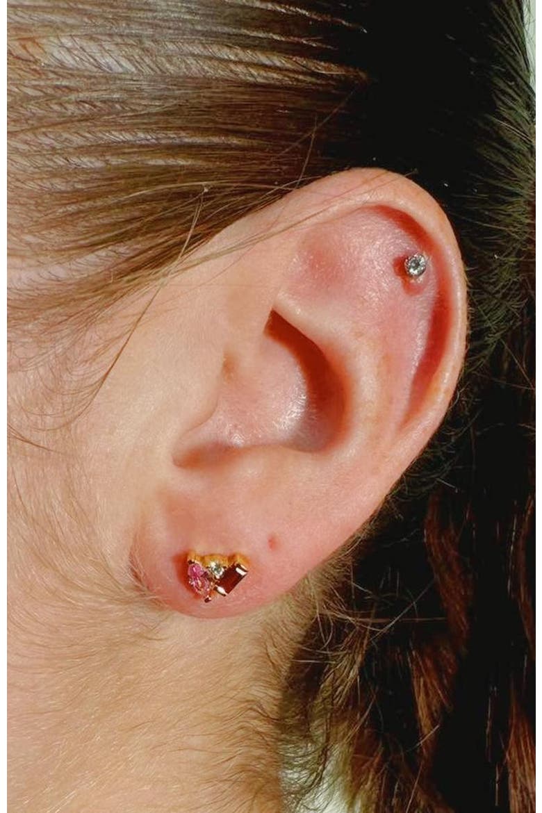 Seraphina Celeste Stud Earrings, Alternate, color, Ruby / Pink