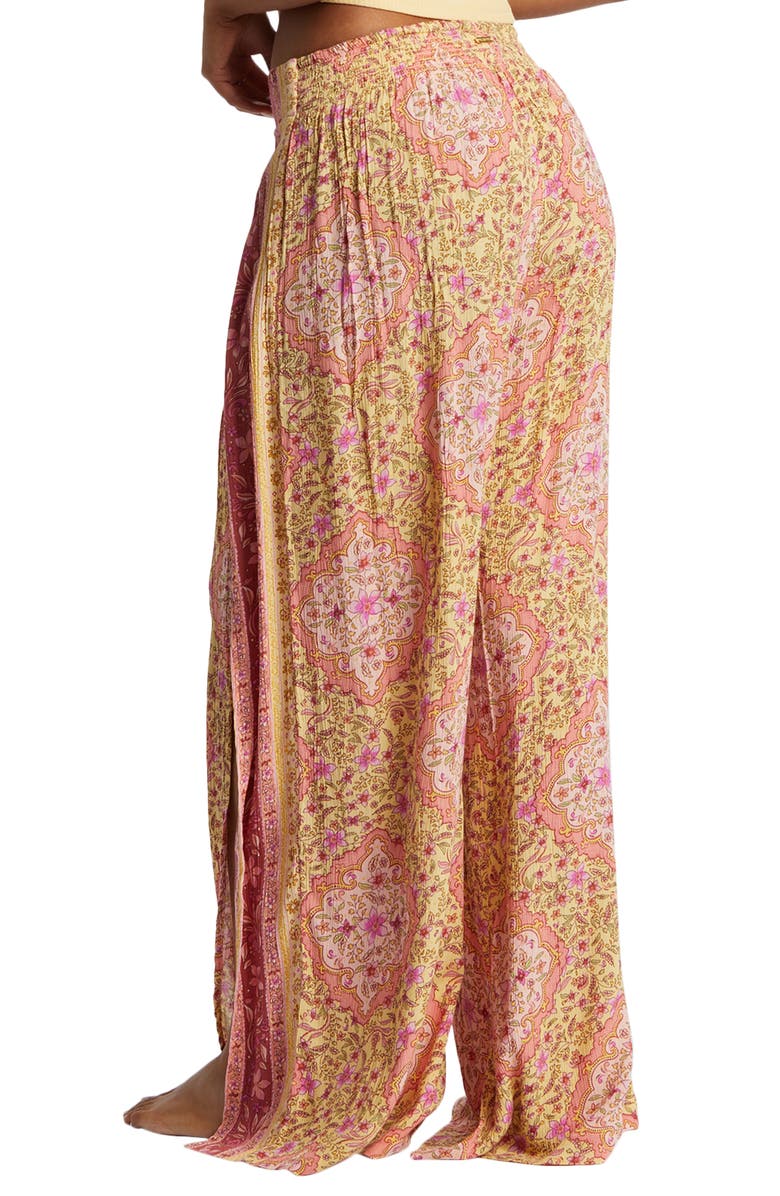 Billabong Split Spirit Floral Wide Leg Pants, Alternate, color, Pale Yellow