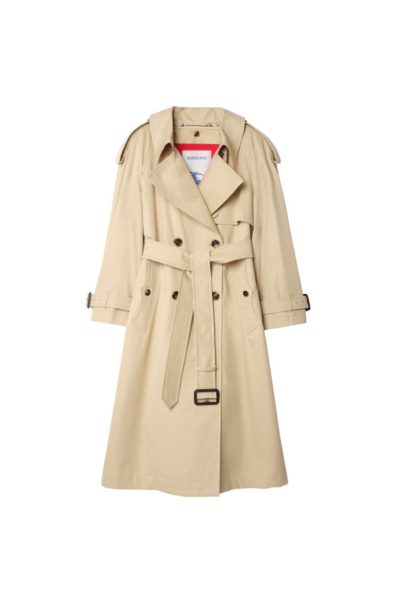 Burberry Long Gabardine Fitzrovia Trench Coat with Warmer, Alternate, color, Limestone Beige