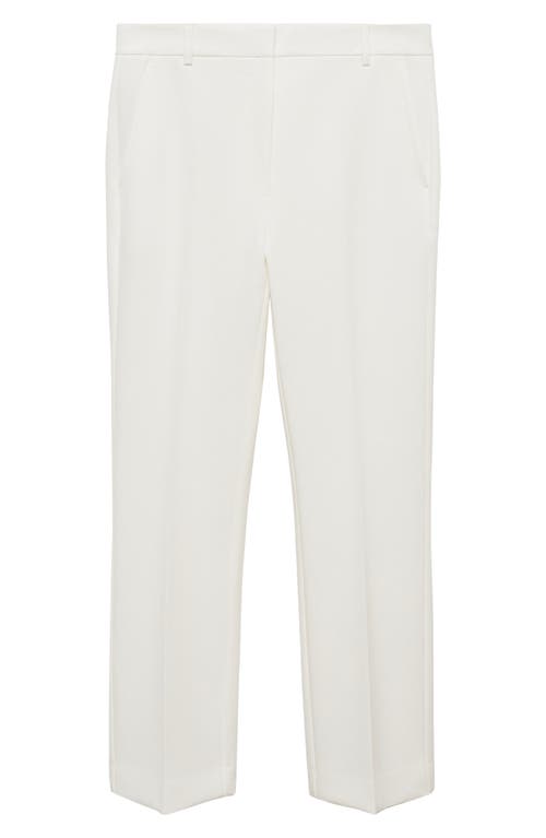 Shop Mango Pleated Straight Leg Ankle Pants In White
