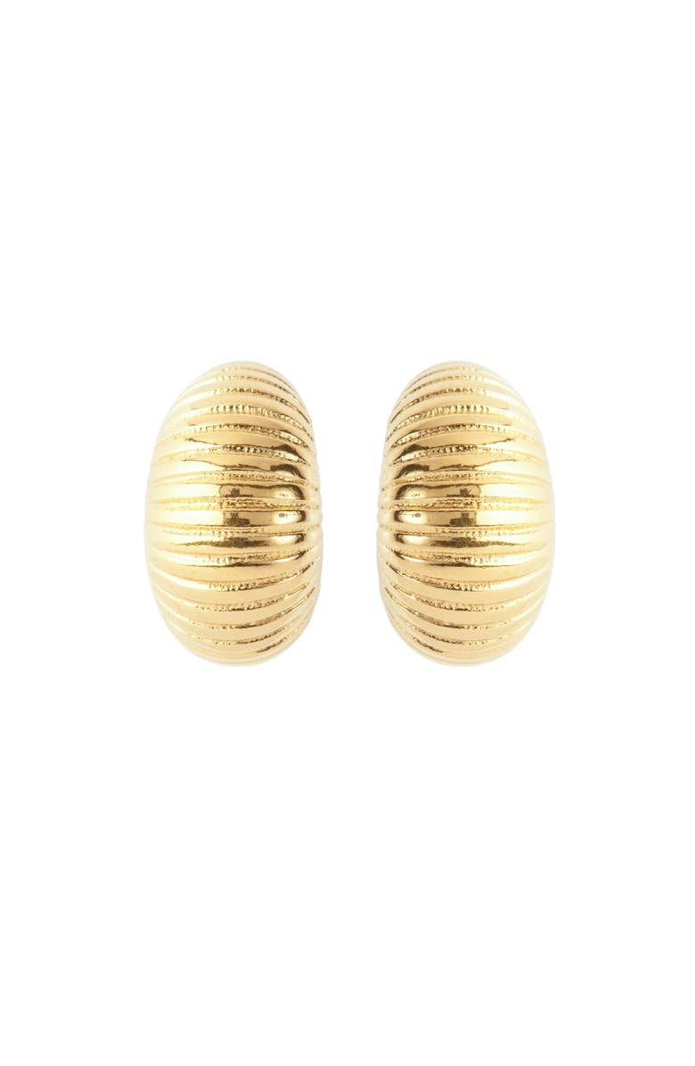 Susan Caplan 1980s Monet Gold Demi-Hoop Clip-On Earrings, Main, color,