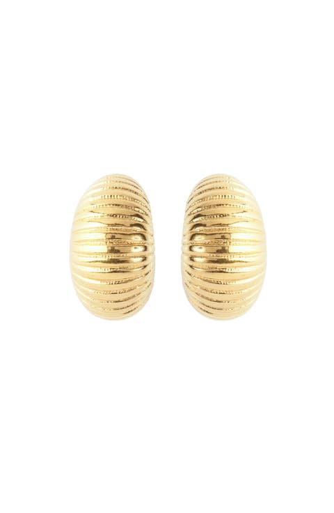 1980s Monet Gold Demi-Hoop Clip-On Earrings