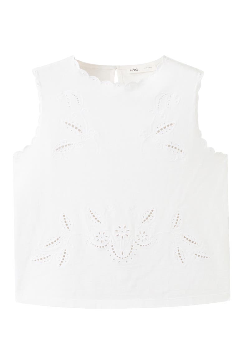 Openwork Embroidery Cotton Tank, Main, color, OFF WHITE
