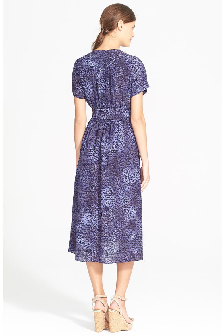 'Leopard Fever' Silk Wrap Dress, Alternate, color, CHARCOAL