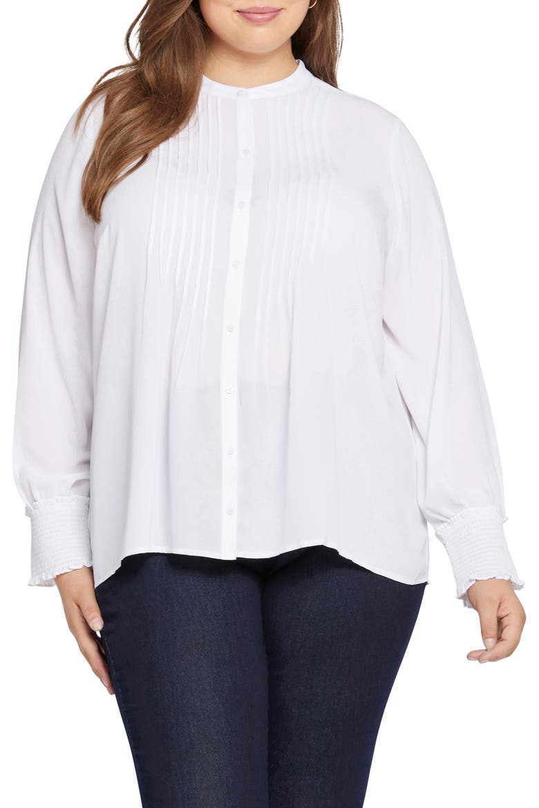 Pleat Smocked Peasant Blouse, Main, color, OPTIC WHITE