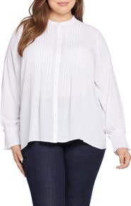 NYDJ Pleat Smocked Peasant Blouse