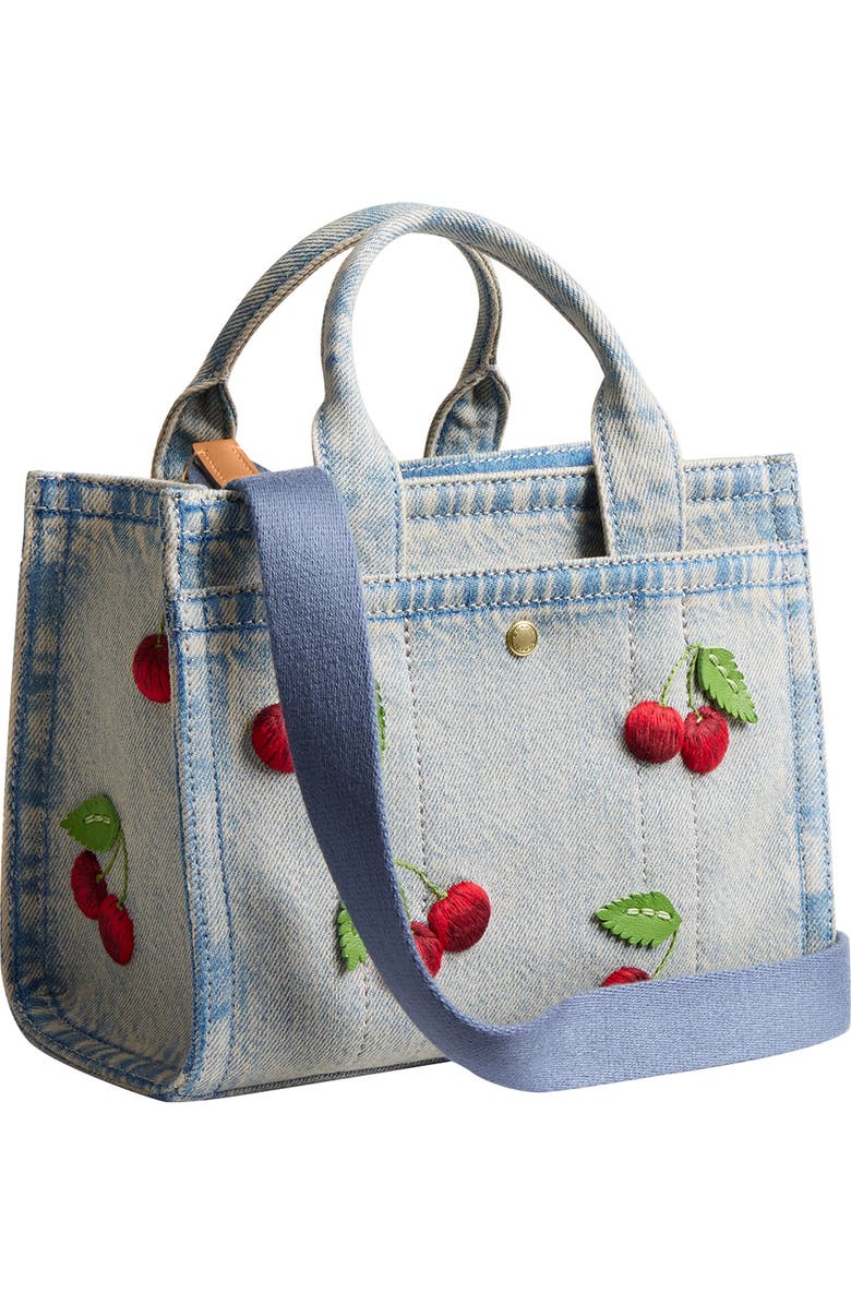 COACH Cherry Embroidered Denim Cargo Tote, Alternate, color, Denim Multi
