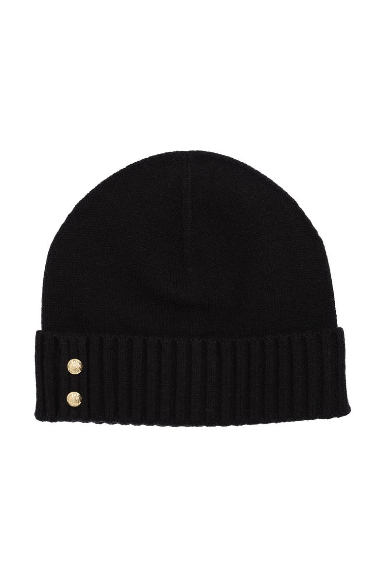 two button knit beanie, Main, color, Black