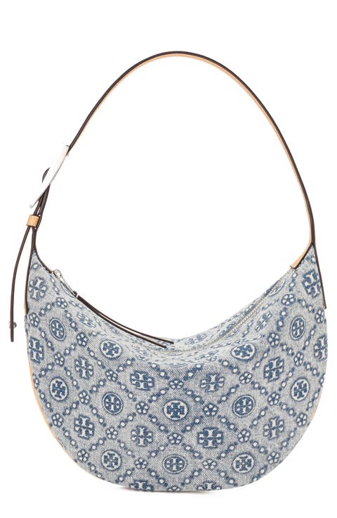 Small T Monogram Denim Balloon Bag