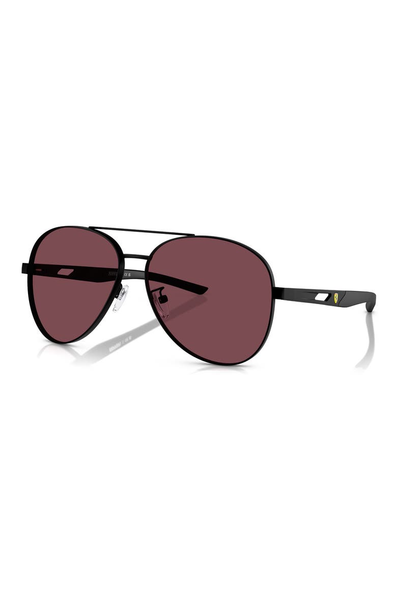 60mm Mirrored Pilot Sunglasses, Alternate, color, MATTE BLACK