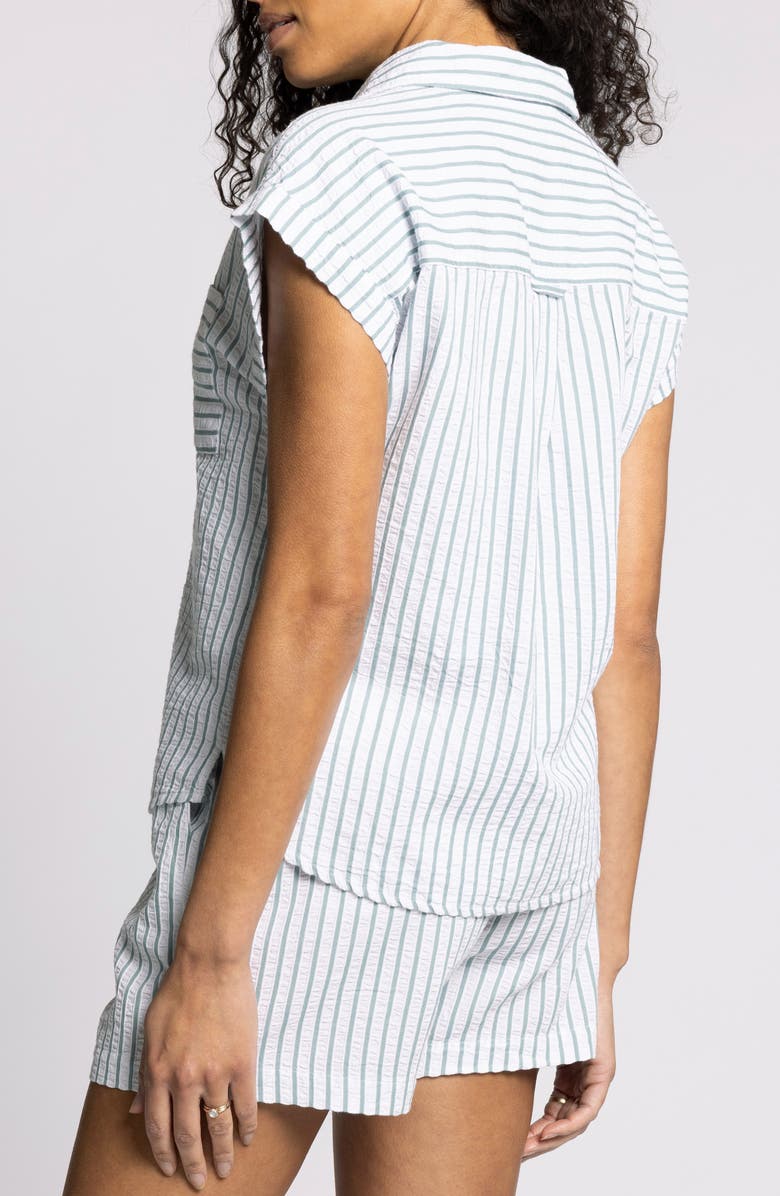 Thread & Supply Marina Stripe Short Sleeve Cotton Button-Up Shirt, Alternate, color, 