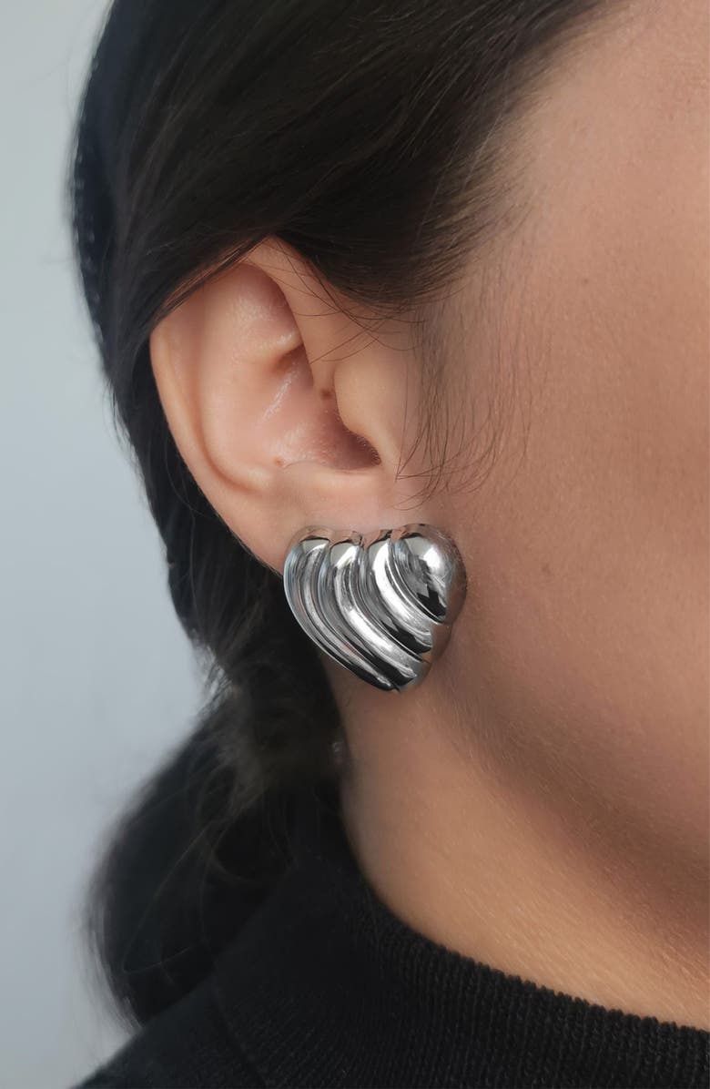 Adornia Statement Heart Stud Earrings, Alternate, color, Silver/ Gold