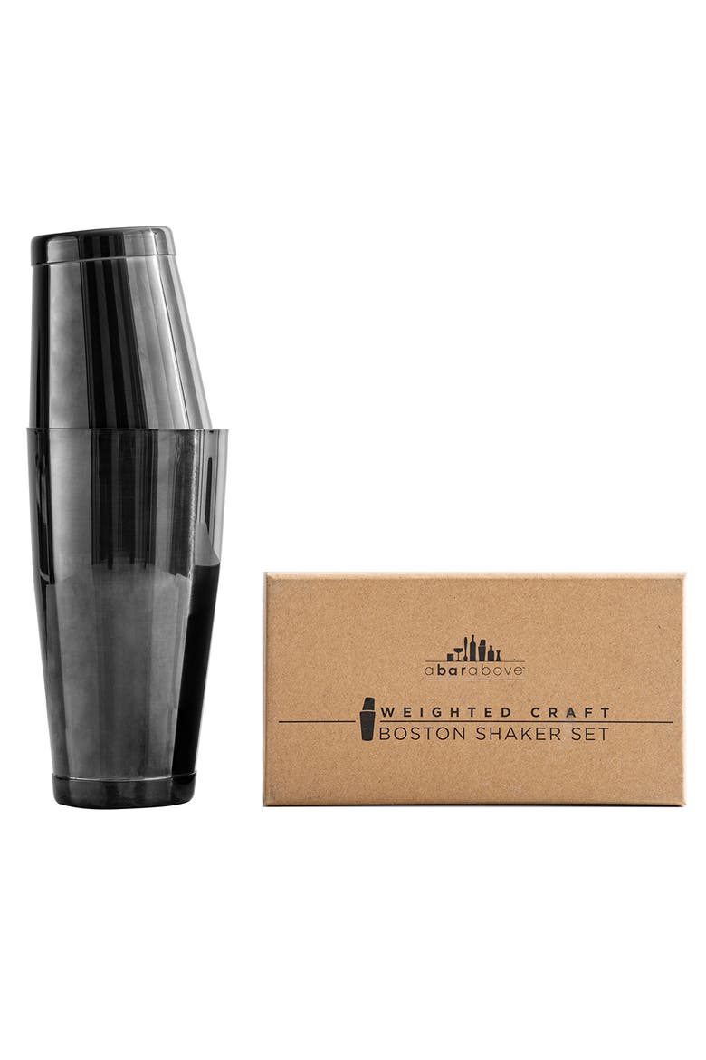 Black Boston Cocktail Shaker Set, Weighted, Main, color, Black