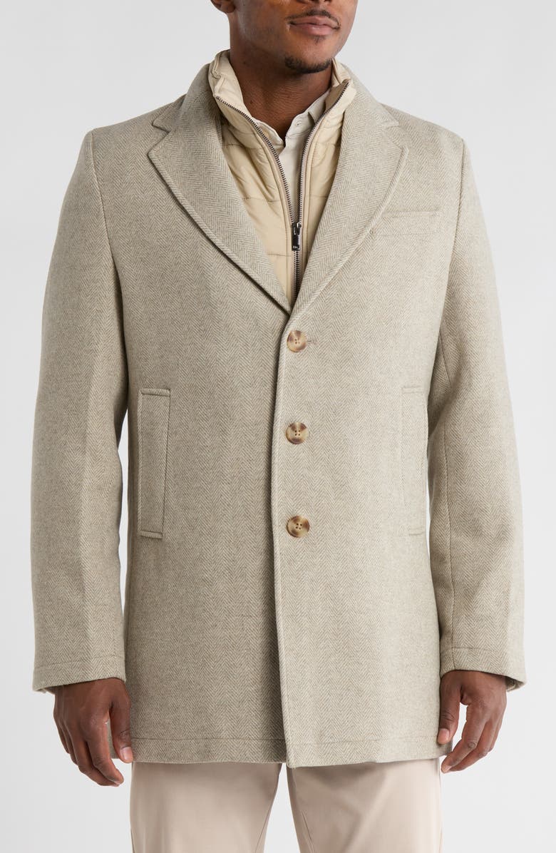 SOUL OF LONDON Wool Blend Dress Coat with Removable Bib, Main, color, Camel/ Chameau
