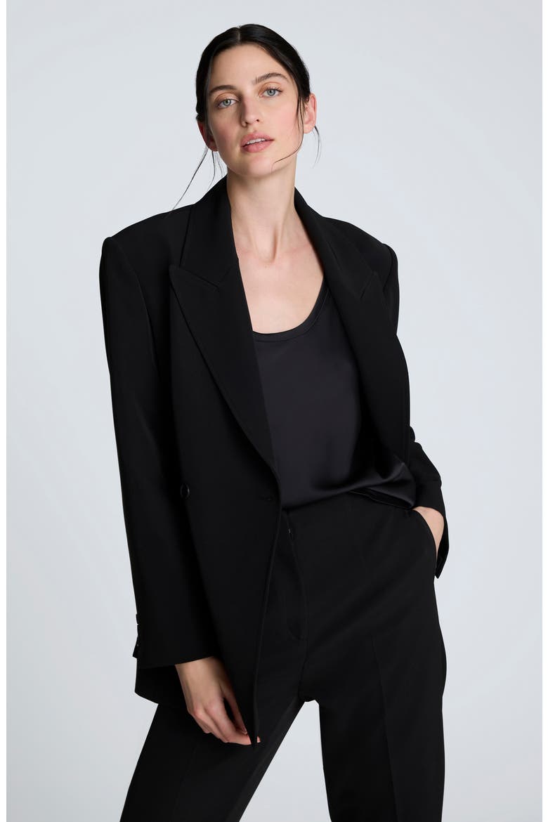Luxe Twill Double Breasted Blazer, Alternate, color, BLACK