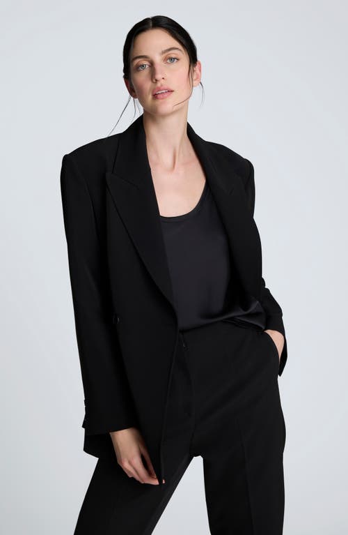 Kenneth Cole Luxe Twill Double Breasted Jacket In Black
