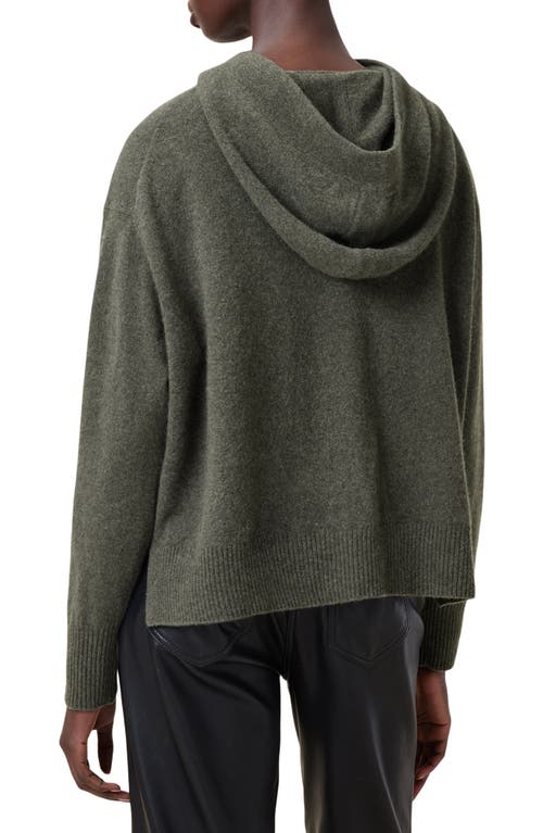 Allsaints Irina Relaxed Fit Cashmere Hoodie In Khaki Green