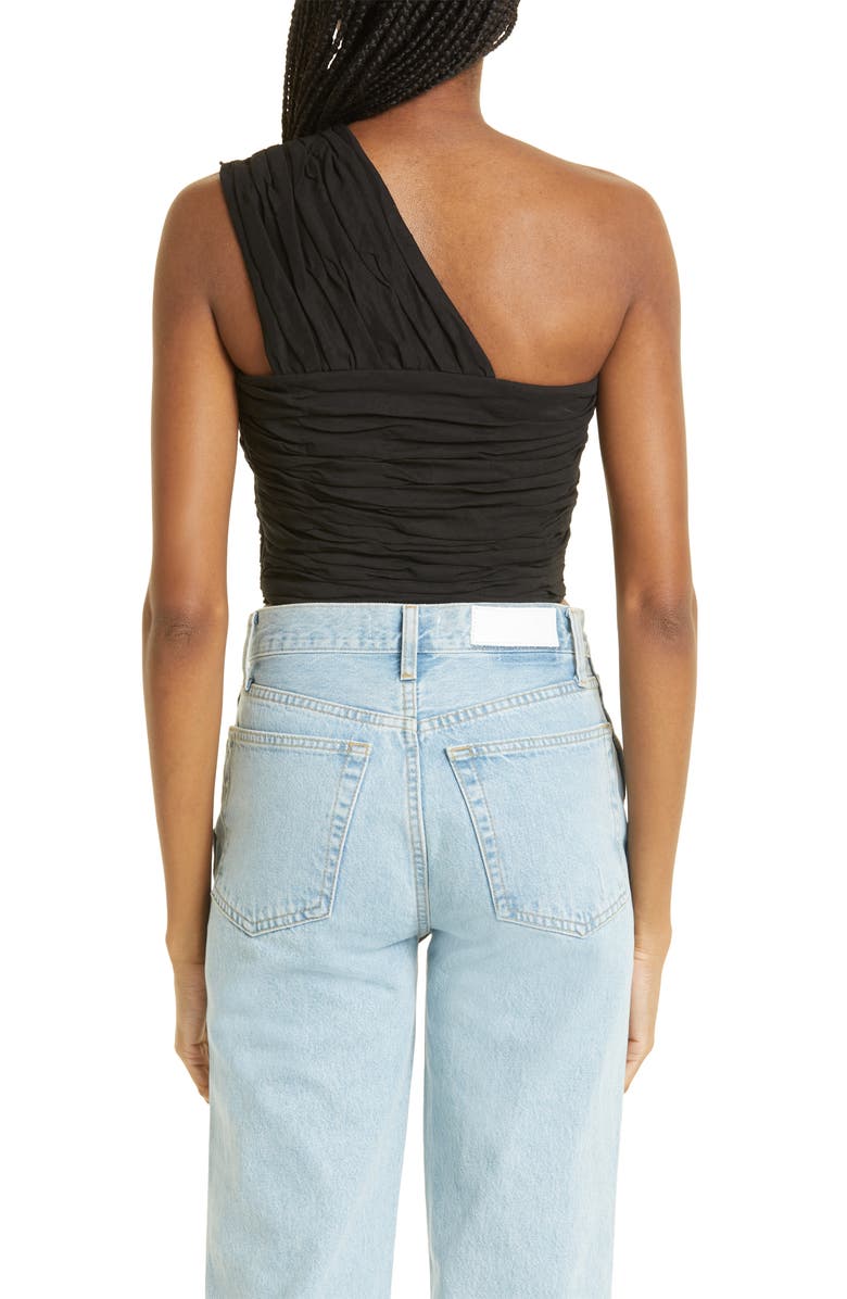 A.L.C. Apollo One-Shoulder Linen Blend Crop Top, Alternate, color,