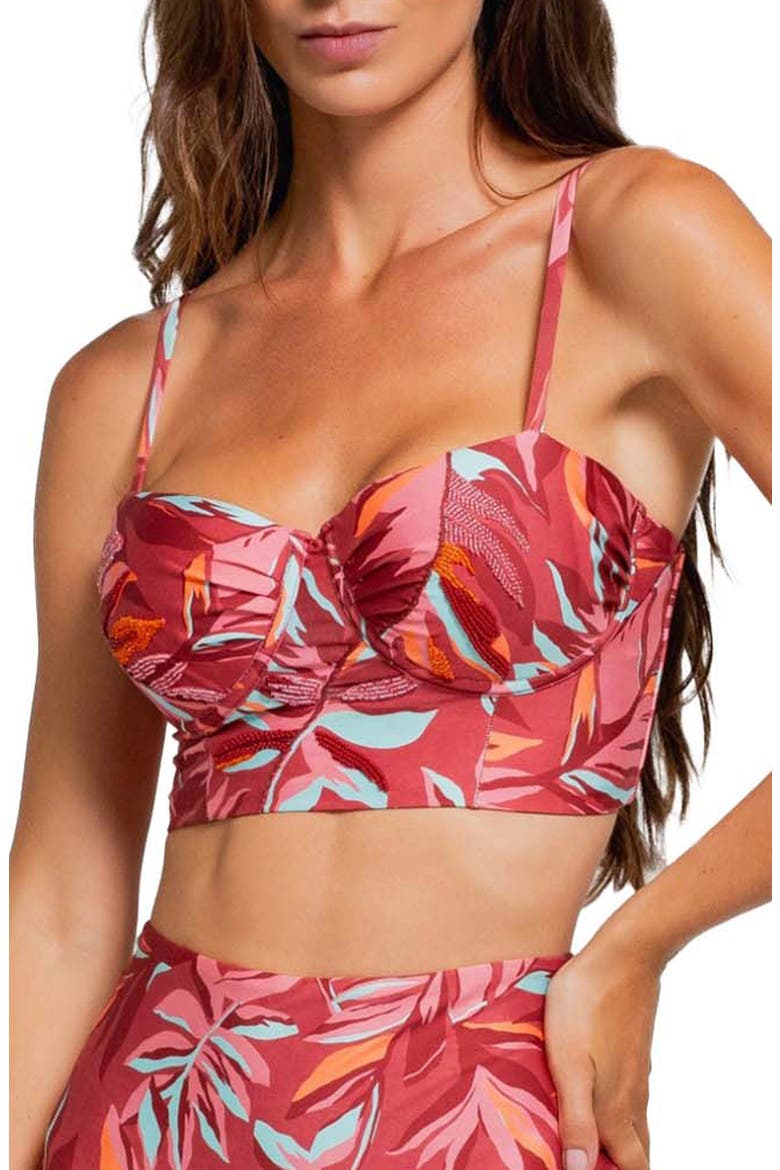Underwire Bustier Bikini Top, Main, color, PINK MULTI