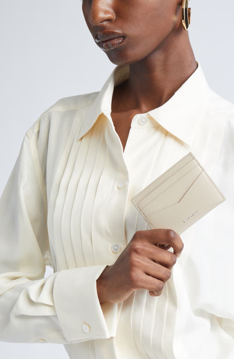Givenchy 4G Embossed Calfskin Card Holder, Alternate, color, Beige