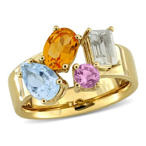 Gemstone Multi-Shape Open Ring Sterling Silver