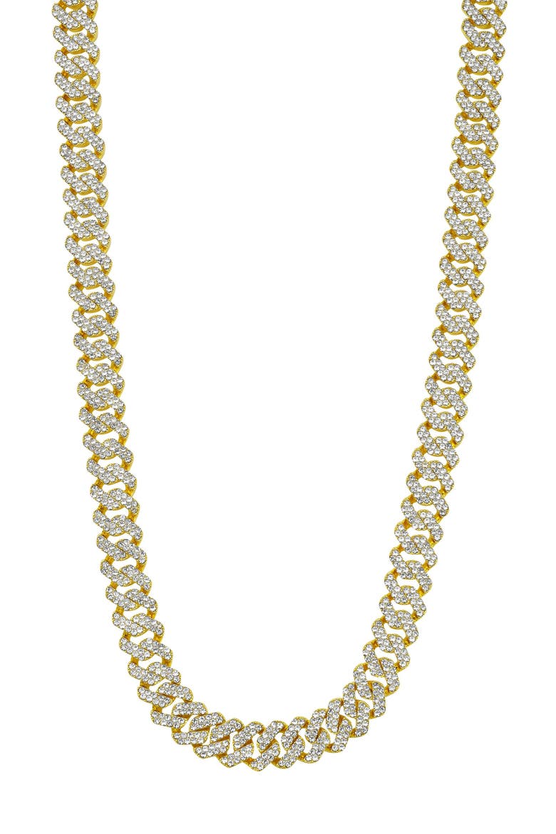Men's Pavé Cubic Zirconia 10mm Curb Chain Necklace, Main, color, GOLD