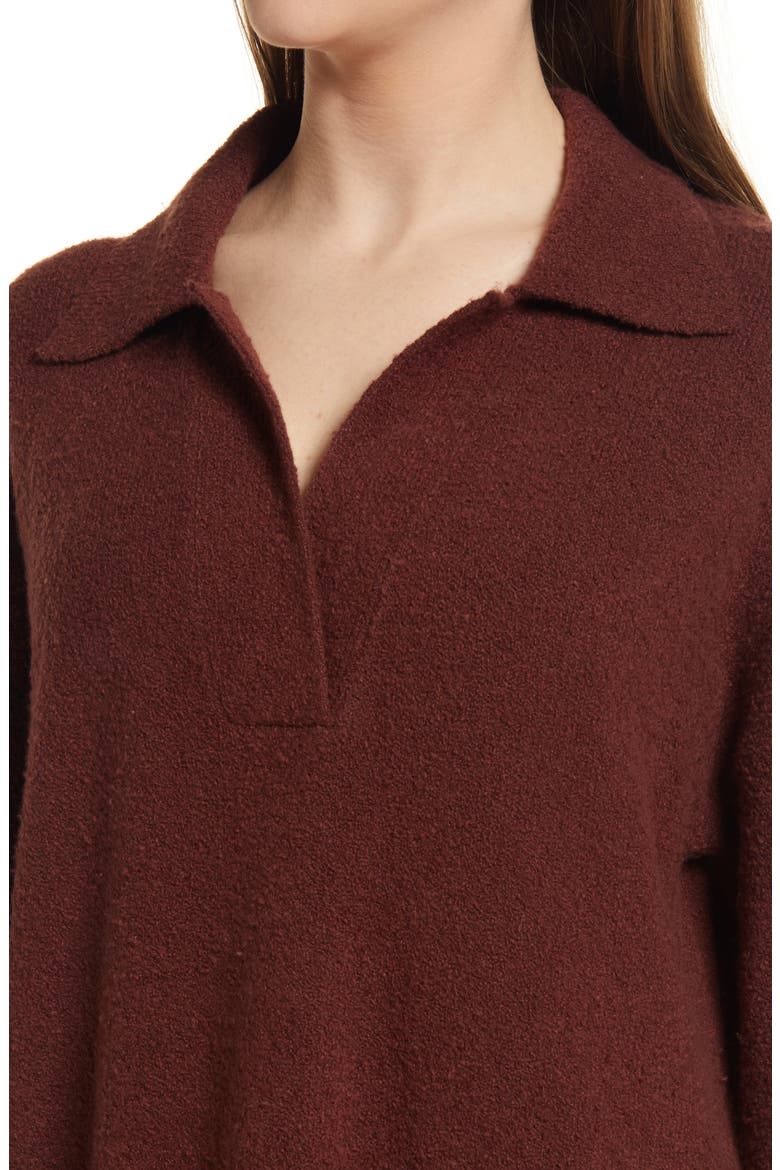 Oversize Polo Sweater, Alternate, color, BROWN CHOCOLATE