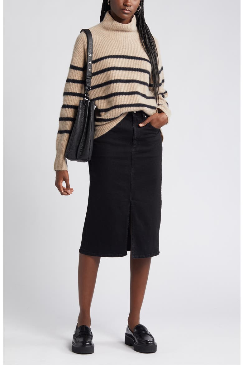 Tefi Denim Pencil Skirt, Main, color, BLACK CAST