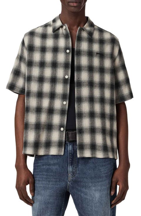 Shadow Plaid Short Sleeve Button-Up Shirt