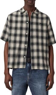 AllSaints Shadow Plaid Short Sleeve Button-Up Shirt