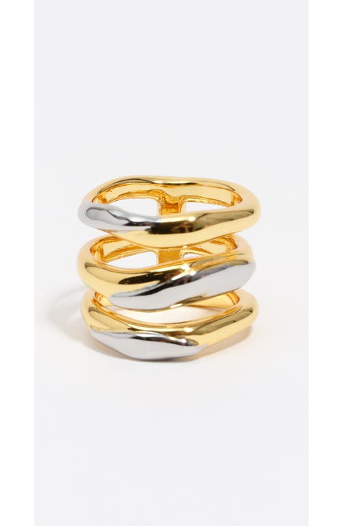 Bimba Y Lola Textured Two-tone Triple Ring In Gold