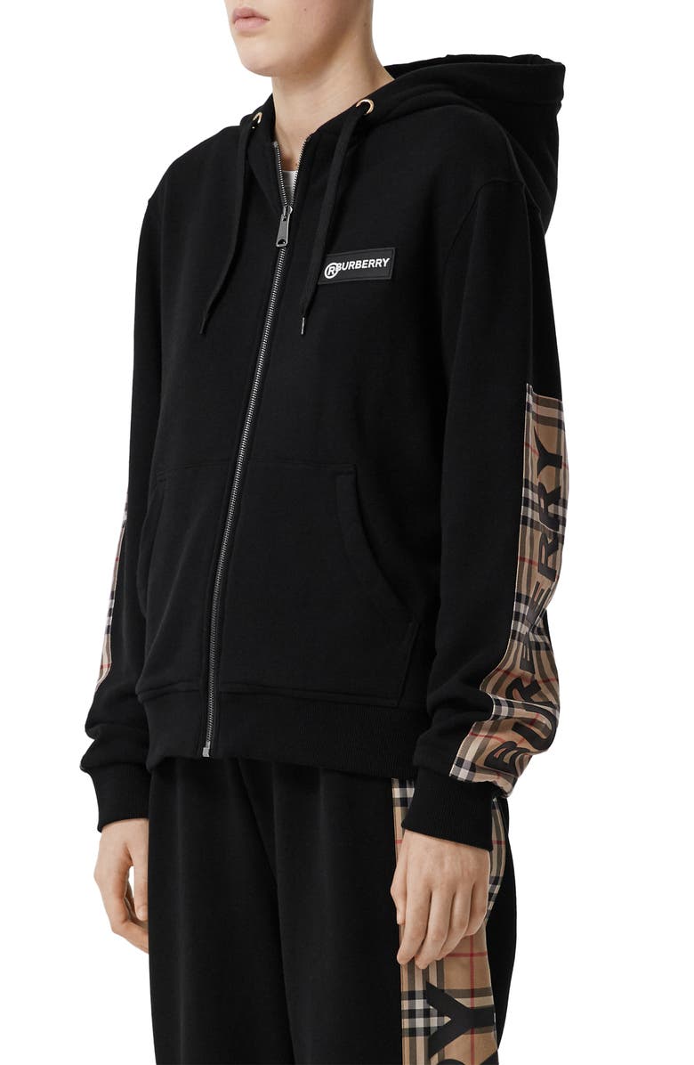 Burberry Aubree Vintage Check Panel Hoodie, Alternate, color, 